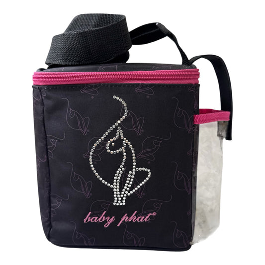 Baby Phat Black & Pink Crossbody Lunch Kit Bag w/ Rhinestone Logo