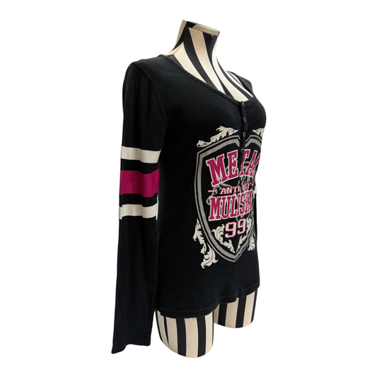 Metal Mulisha Long Sleeve Thermal Top w/ Pink & White Stripes