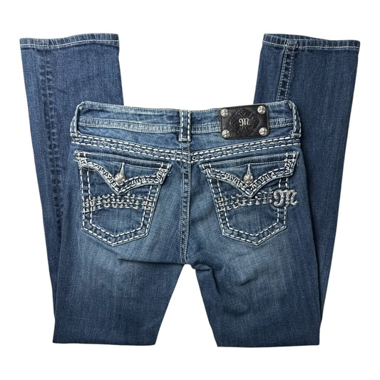 Miss Me Low Rise Straight Jeans w/ Silver Studs & Rhinestones