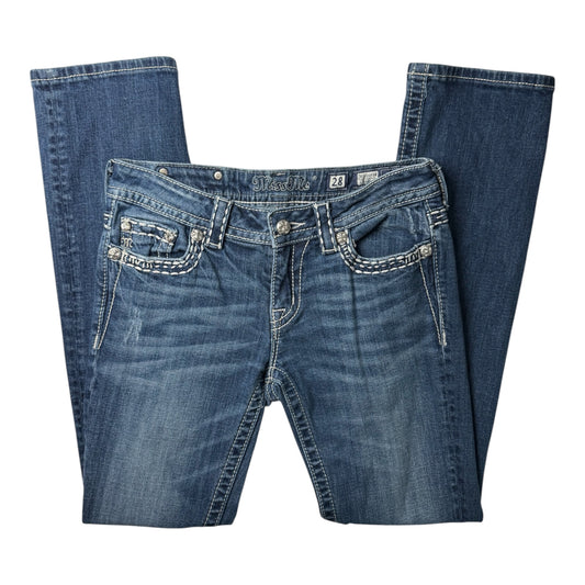 Miss Me Low Rise Straight Jeans w/ Silver Studs & Rhinestones