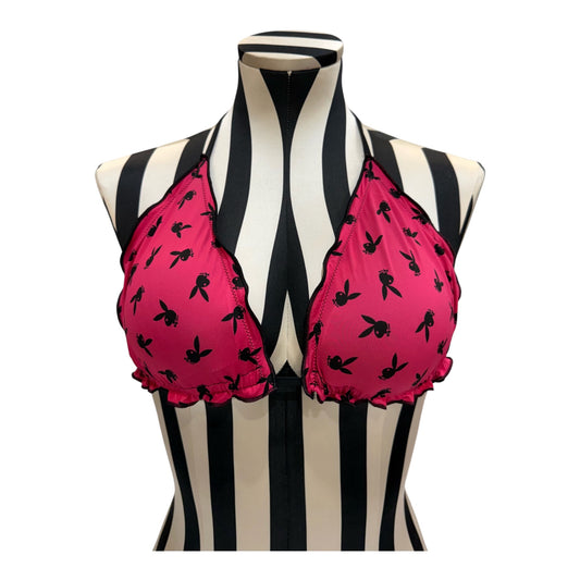Playboy Pink & Black Bunny Logo Bikini Top