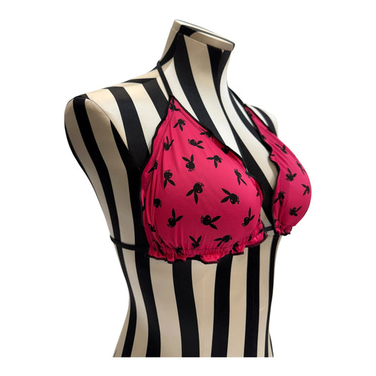 Playboy Pink & Black Bunny Logo Bikini Top
