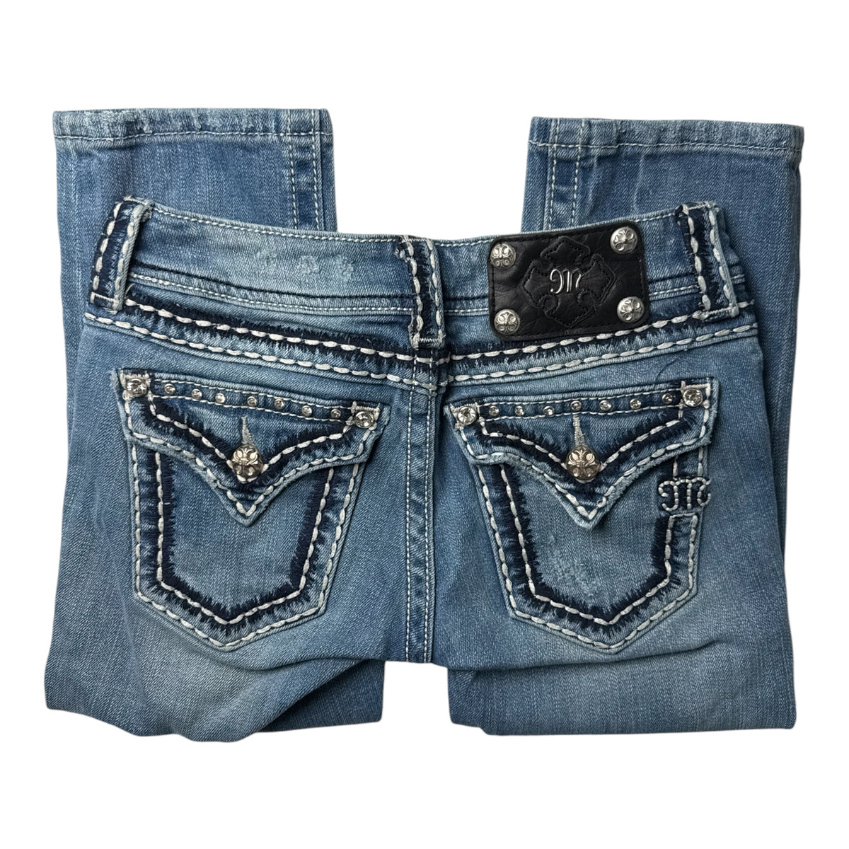 Miss Me Low Rise Cropped Blue Denim Jeans