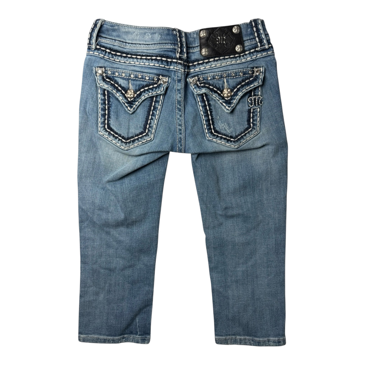 Miss Me Low Rise Cropped Blue Denim Jeans