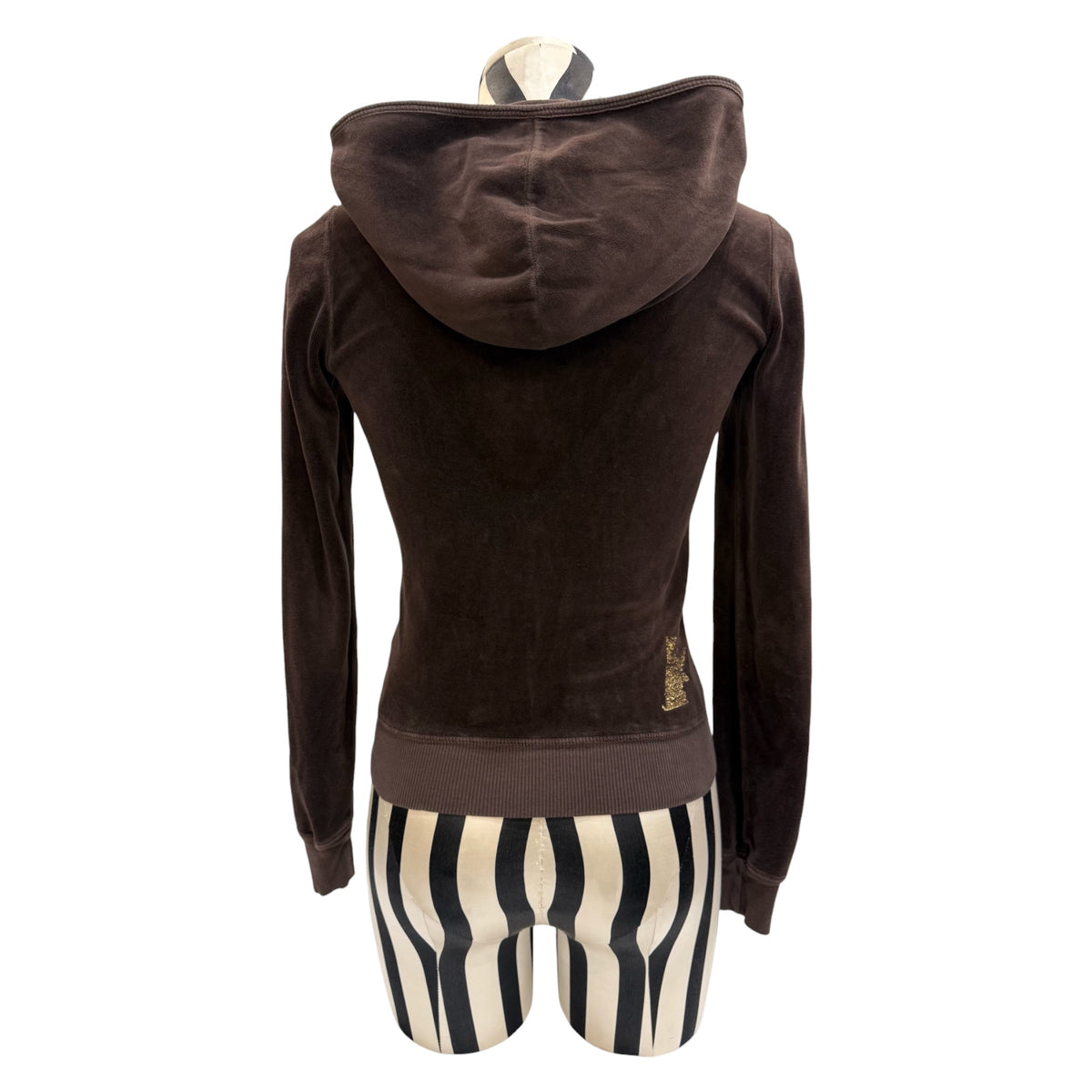 Juicy Couture Brown Velvet Zip Up Hoodie w/ Dog Logo Accent