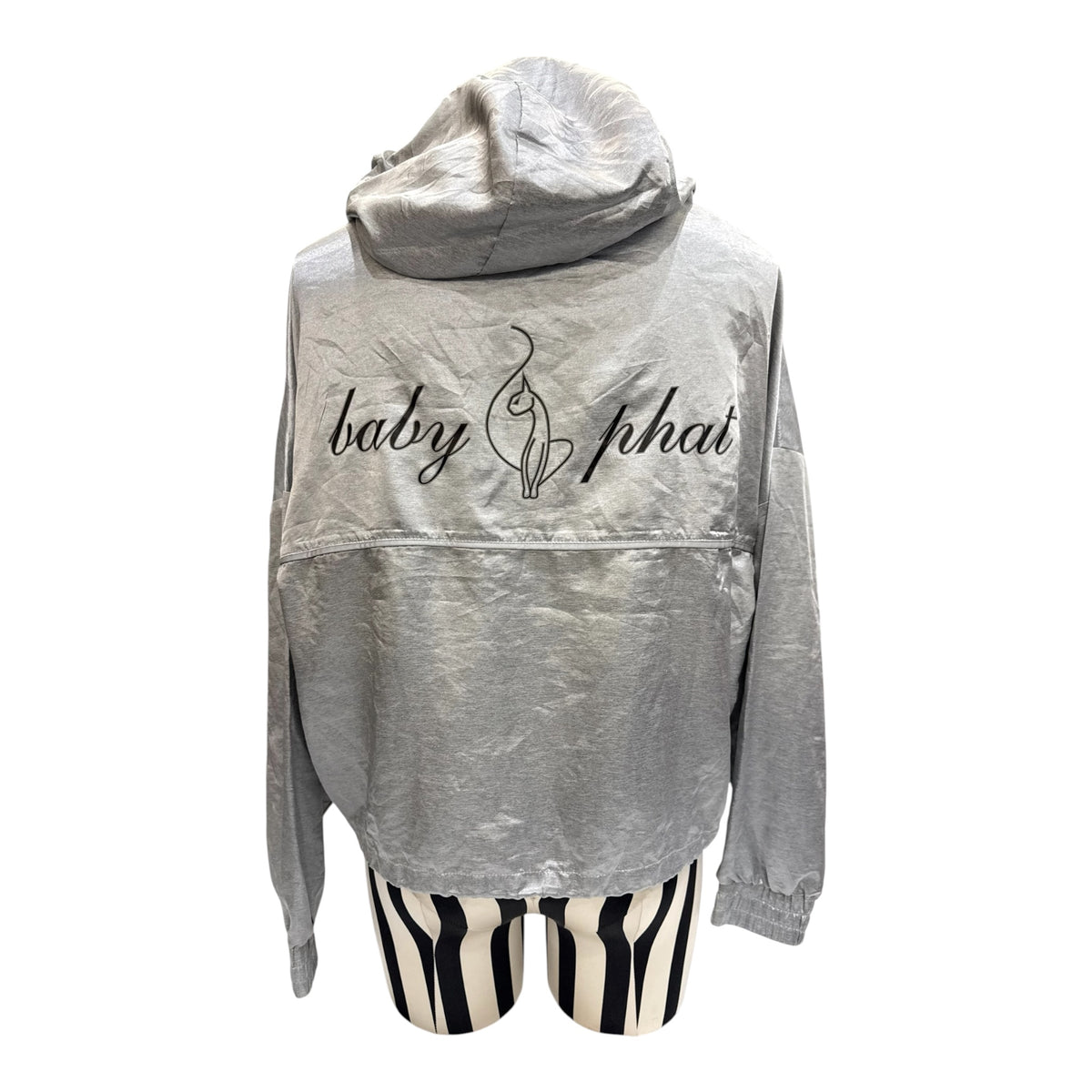 Baby Phat Gray Hooded Cropped Windbreaker Jacket
