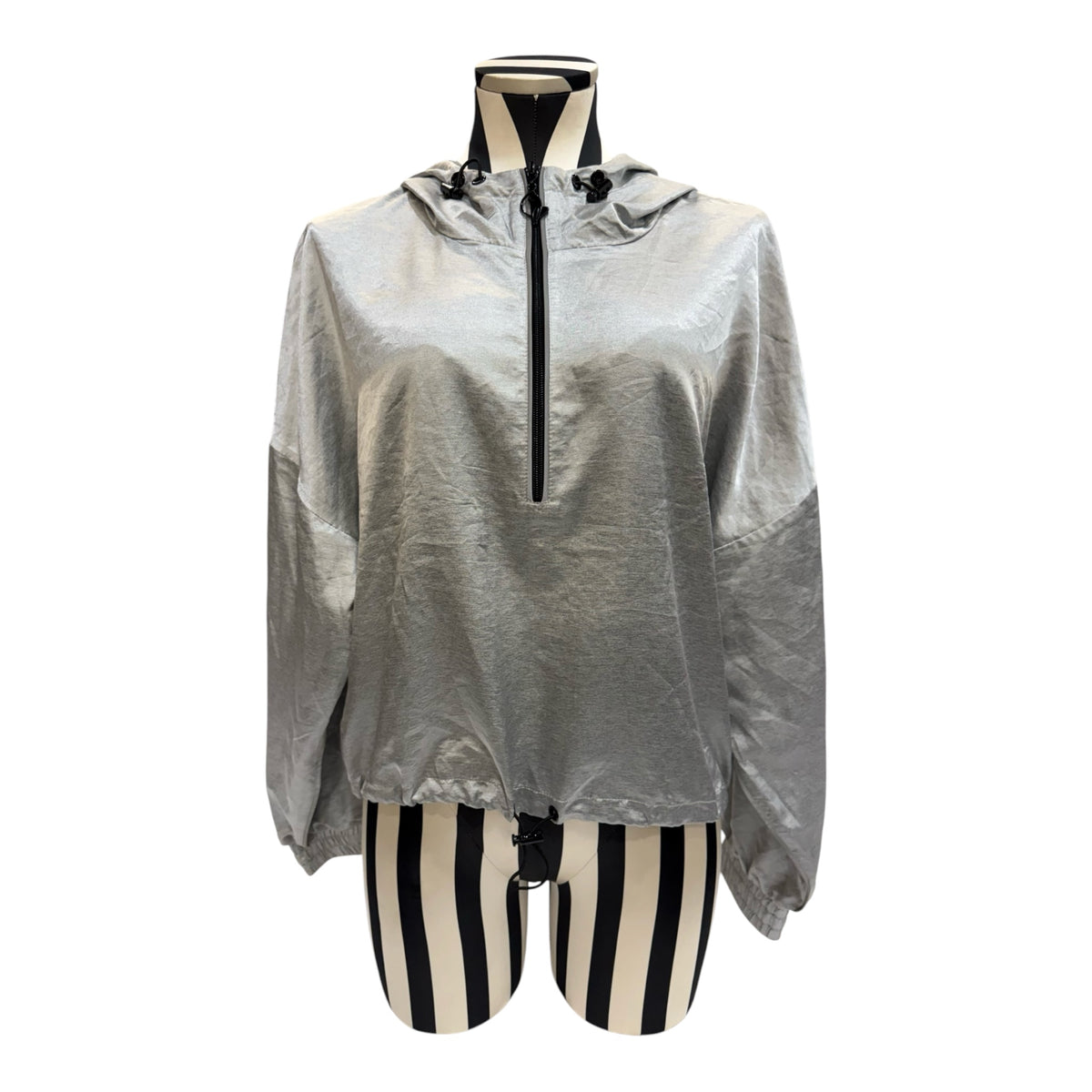 Baby Phat Gray Hooded Cropped Windbreaker Jacket