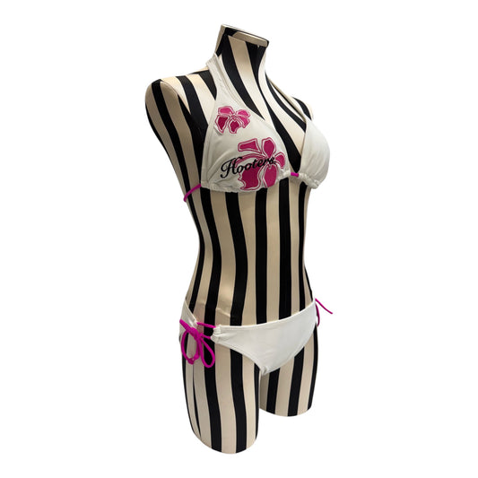 Hooters White Bikini Set w/ Pink Floral Graphics