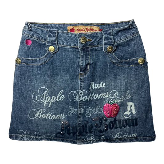 Apple Bottoms Graphic Script Denim Skirt