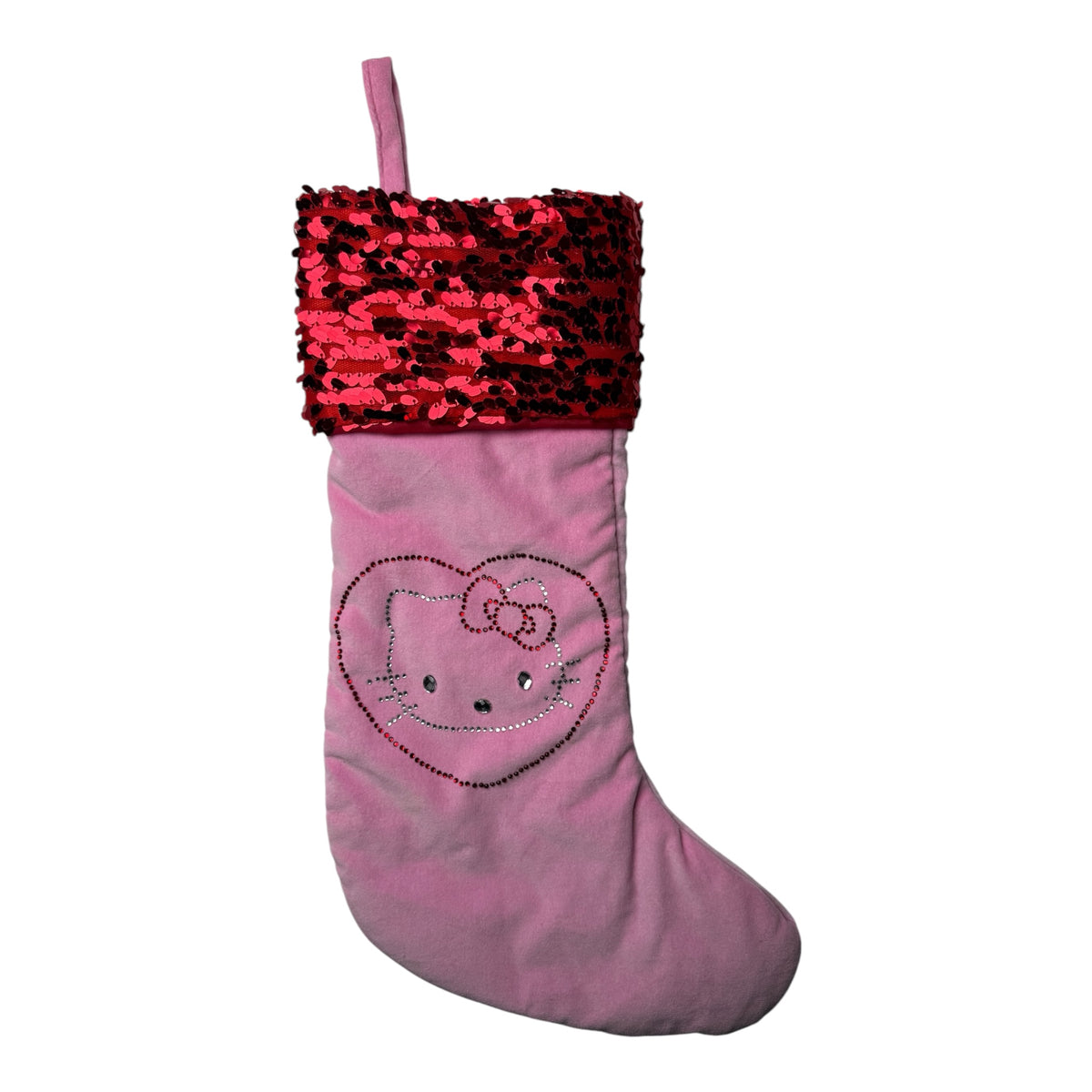 Hello Kitty Pink Christmas Stocking w/ Red Sequin Cuff