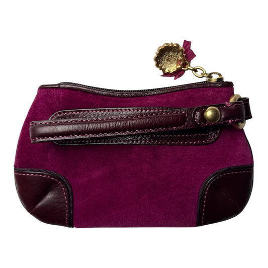Juicy Couture Purple Suede & Leather Wristlet w/ Embroidered Logo & Rose