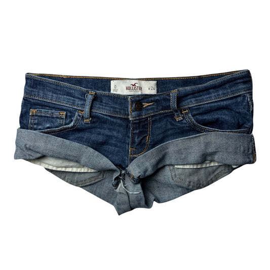 Hollister Y2K Low Rise Dark Wash Cuffed Denim Shorts